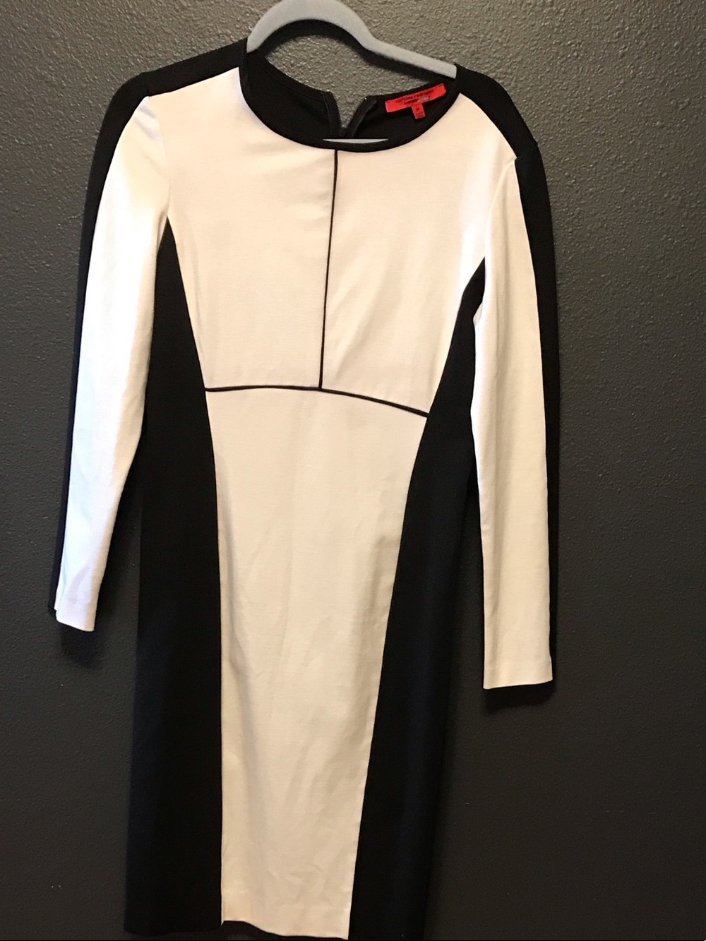 Narciso Rodriguez Black & White Long-Sleeve Sheath Dress